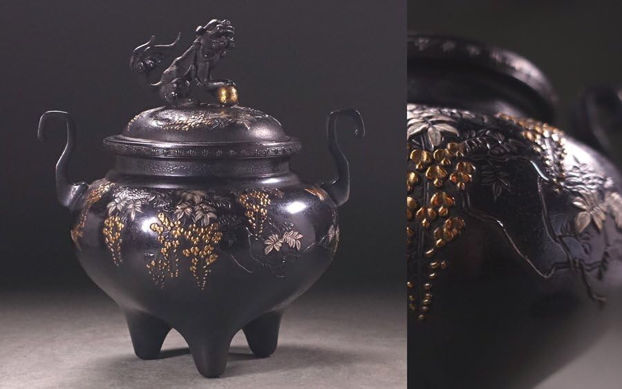 高岡銅器　日展工芸家　村田宏作　花鳥香炉　証明書付 高岡銅器 花鳥香炉 村田宏(日展作家) | 吉村唐木店 WEBSHOP